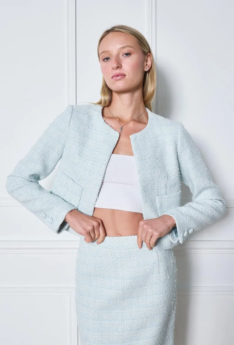 Sky Blue Tweed Blazer