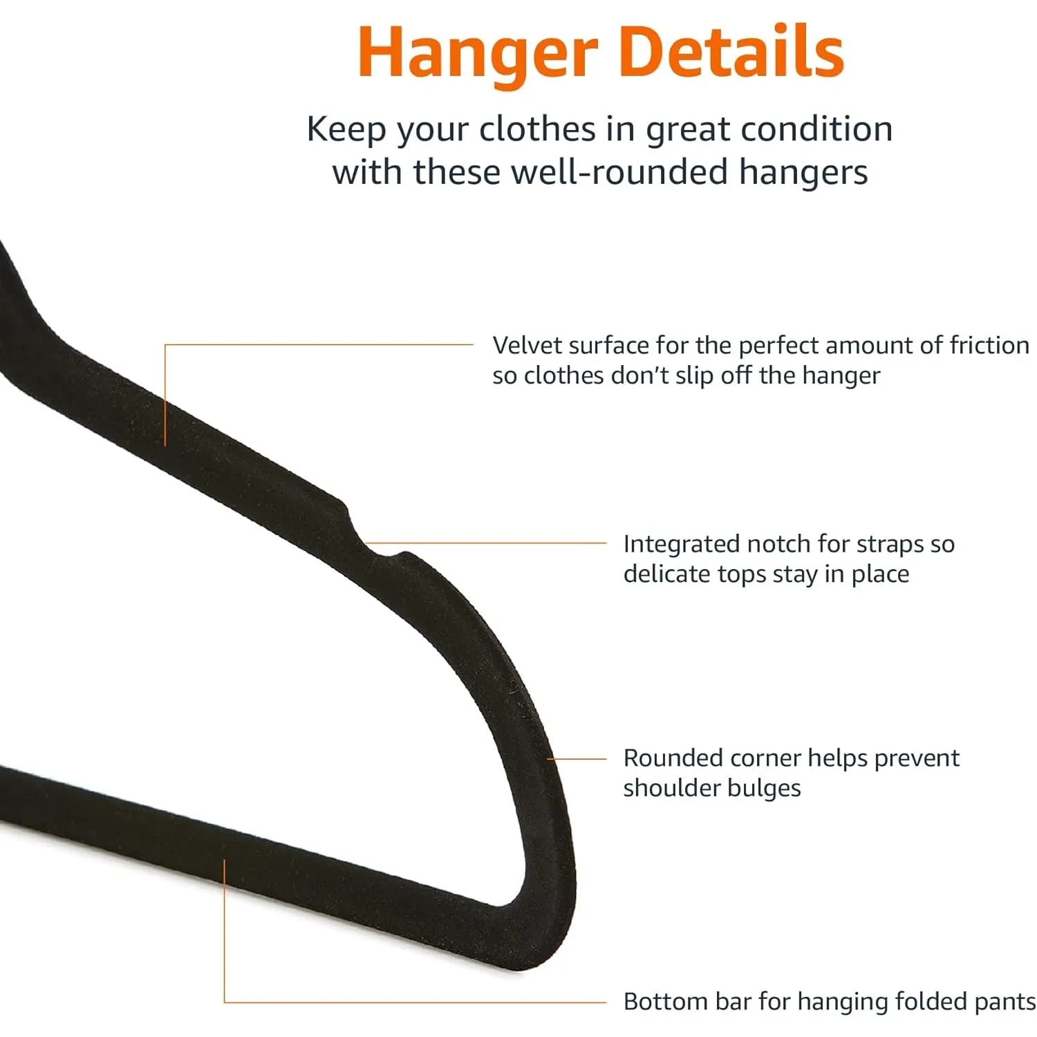 Slim, Velvet, Non-Slip Suit Clothes Hangers, Black/Silver - Pack of 50