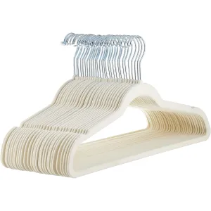 Slim, Velvet, Non-Slip Suit Clothes Hangers, Black/Silver - Pack of 50