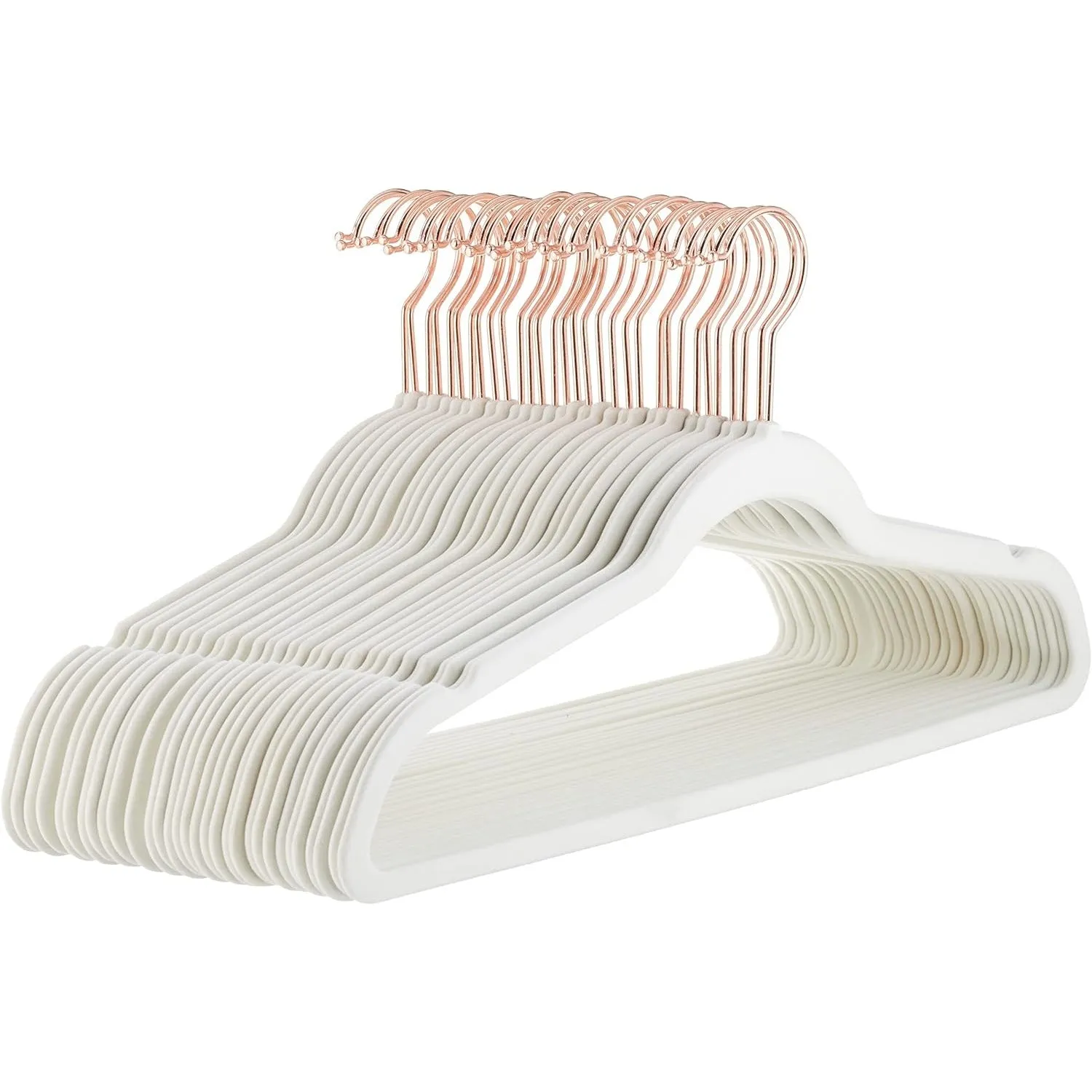 Slim, Velvet, Non-Slip Suit Clothes Hangers, Black/Silver - Pack of 50