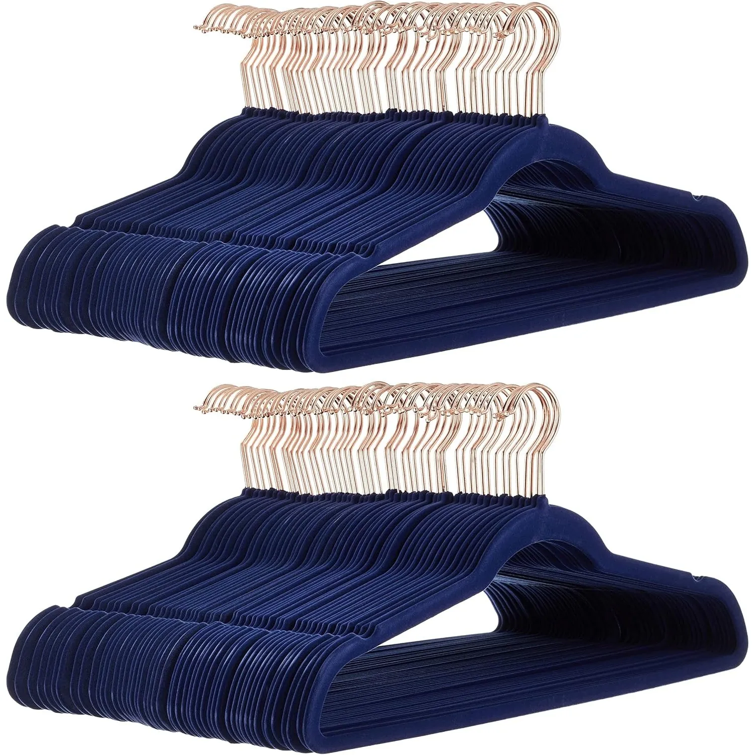 Slim, Velvet, Non-Slip Suit Clothes Hangers, Black/Silver - Pack of 50