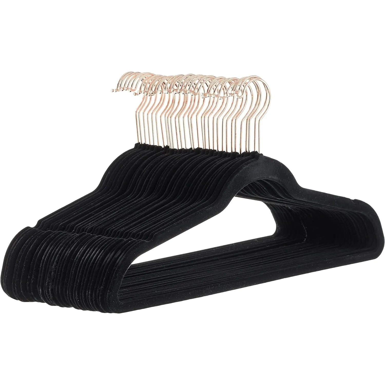 Slim, Velvet, Non-Slip Suit Clothes Hangers, Black/Silver - Pack of 50