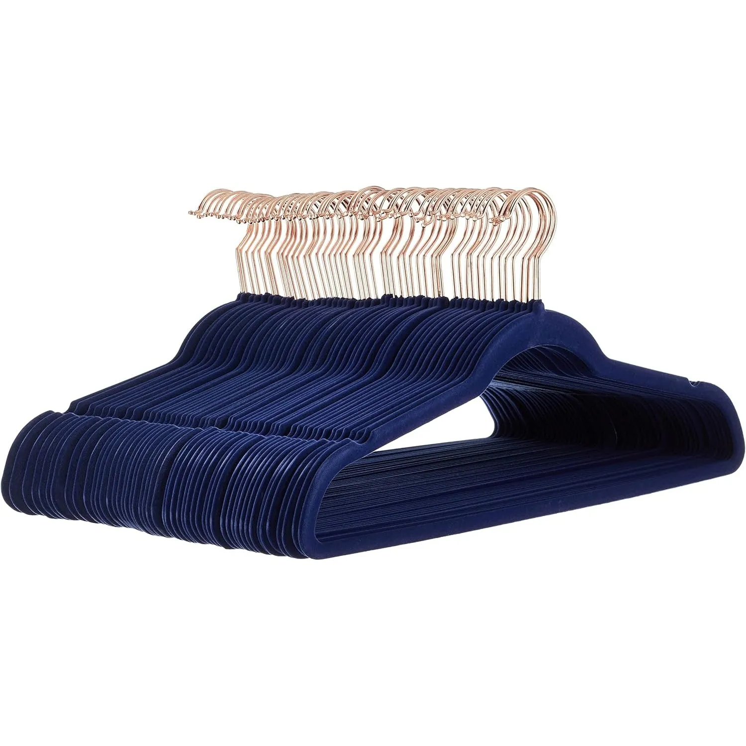 Slim, Velvet, Non-Slip Suit Clothes Hangers, Black/Silver - Pack of 50