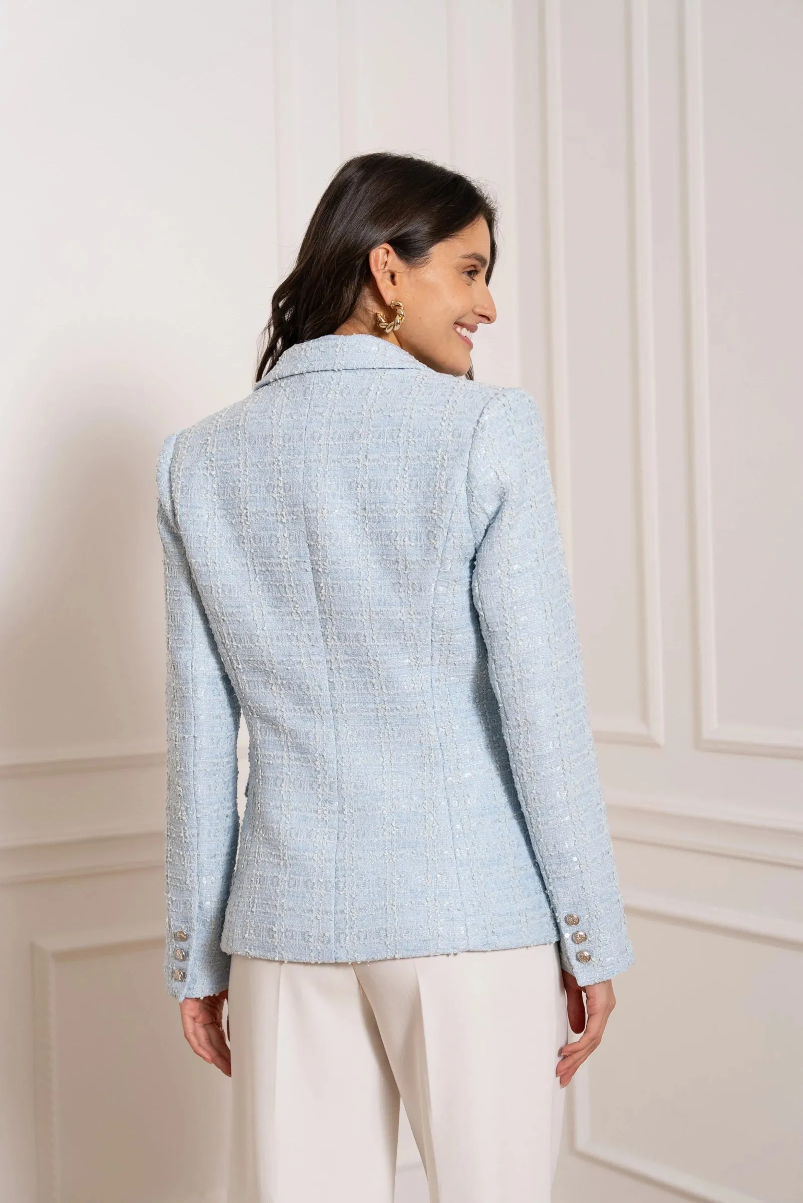 Sophia Tweed Blazer - Blue