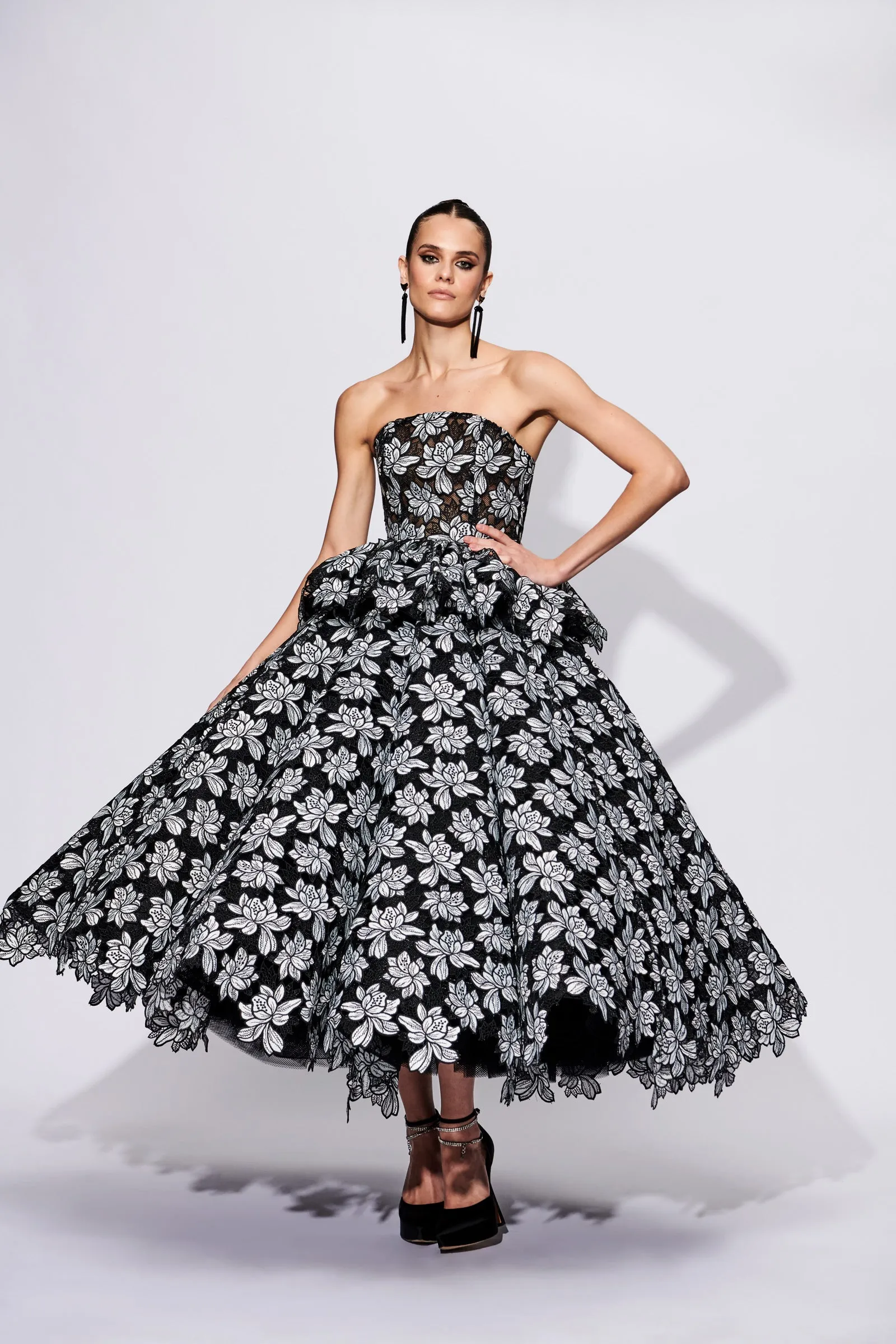 Strapless Floral Peplum Top