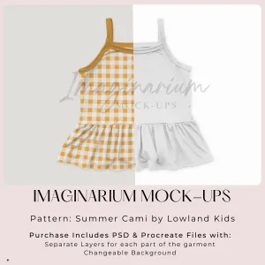 Summer Cami Peplum Tank Top Mock Up, Realistic Clothing Mockup for Photoshop and Procreate