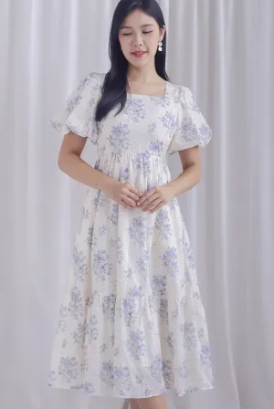 Talulla Floral Embro Puffy Sleeve Dress In Lilac Rose