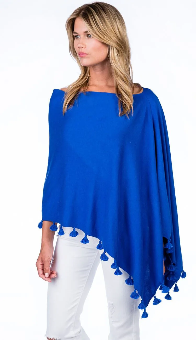 Tassel Trim Cotton Cashmere Topper