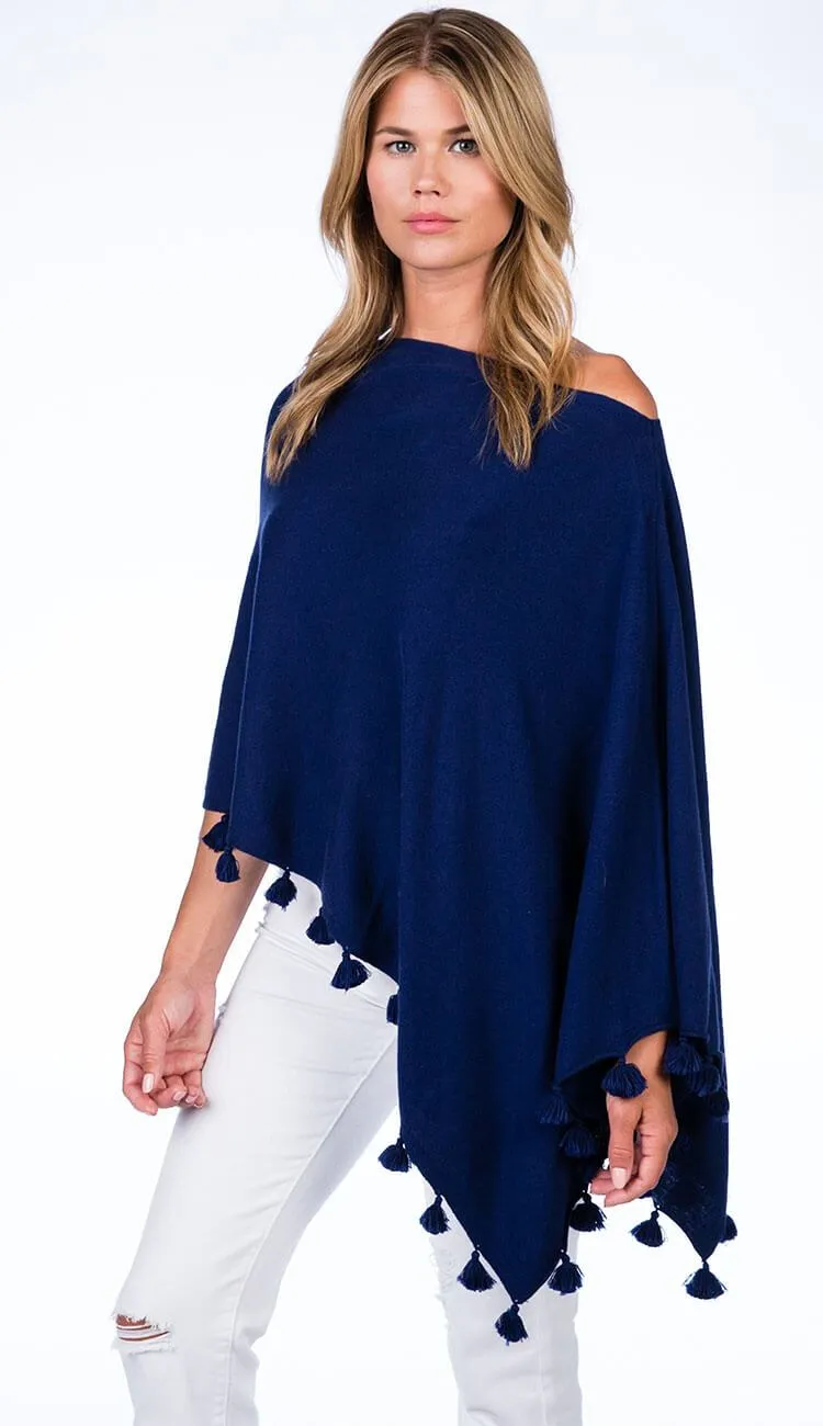 Tassel Trim Cotton Cashmere Topper