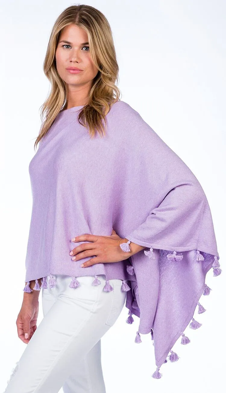 Tassel Trim Cotton Cashmere Topper