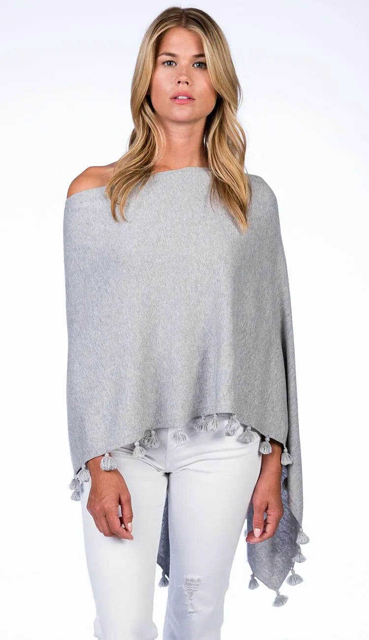 Tassel Trim Cotton Cashmere Topper