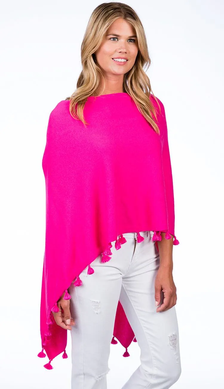 Tassel Trim Cotton Cashmere Topper