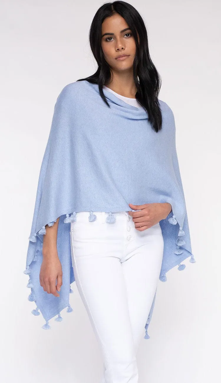 Tassel Trim Cotton Cashmere Topper