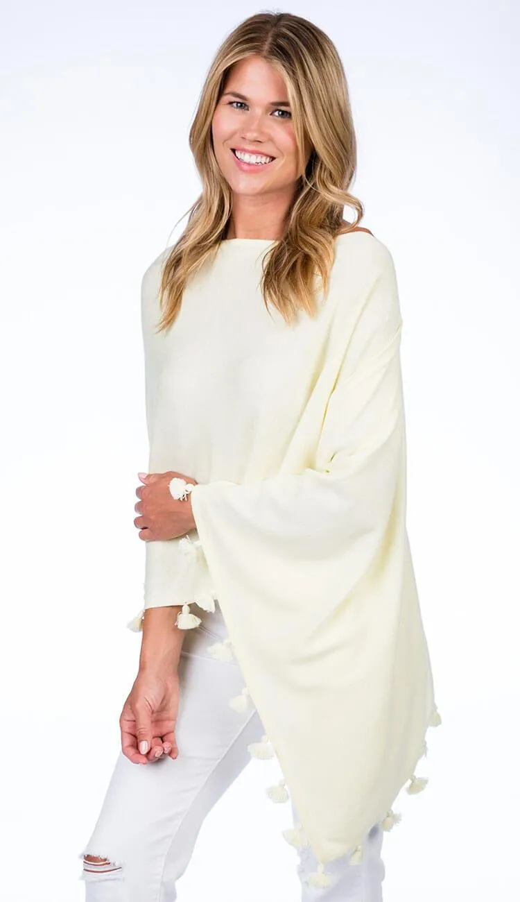 Tassel Trim Cotton Cashmere Topper