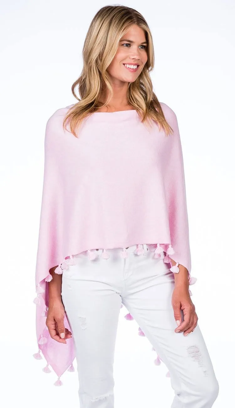 Tassel Trim Cotton Cashmere Topper