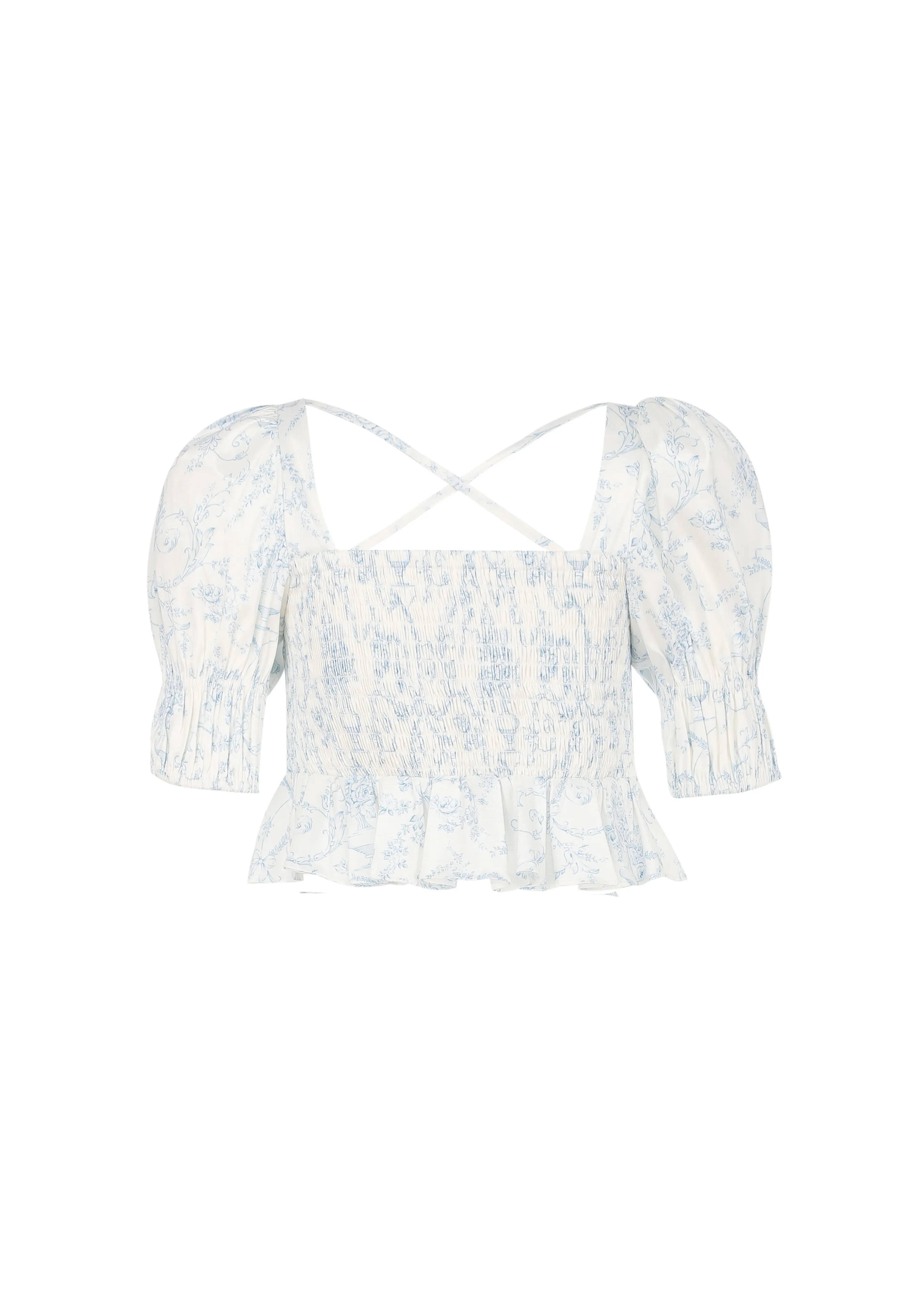 The French Chateau Top in White/Blue Princess House