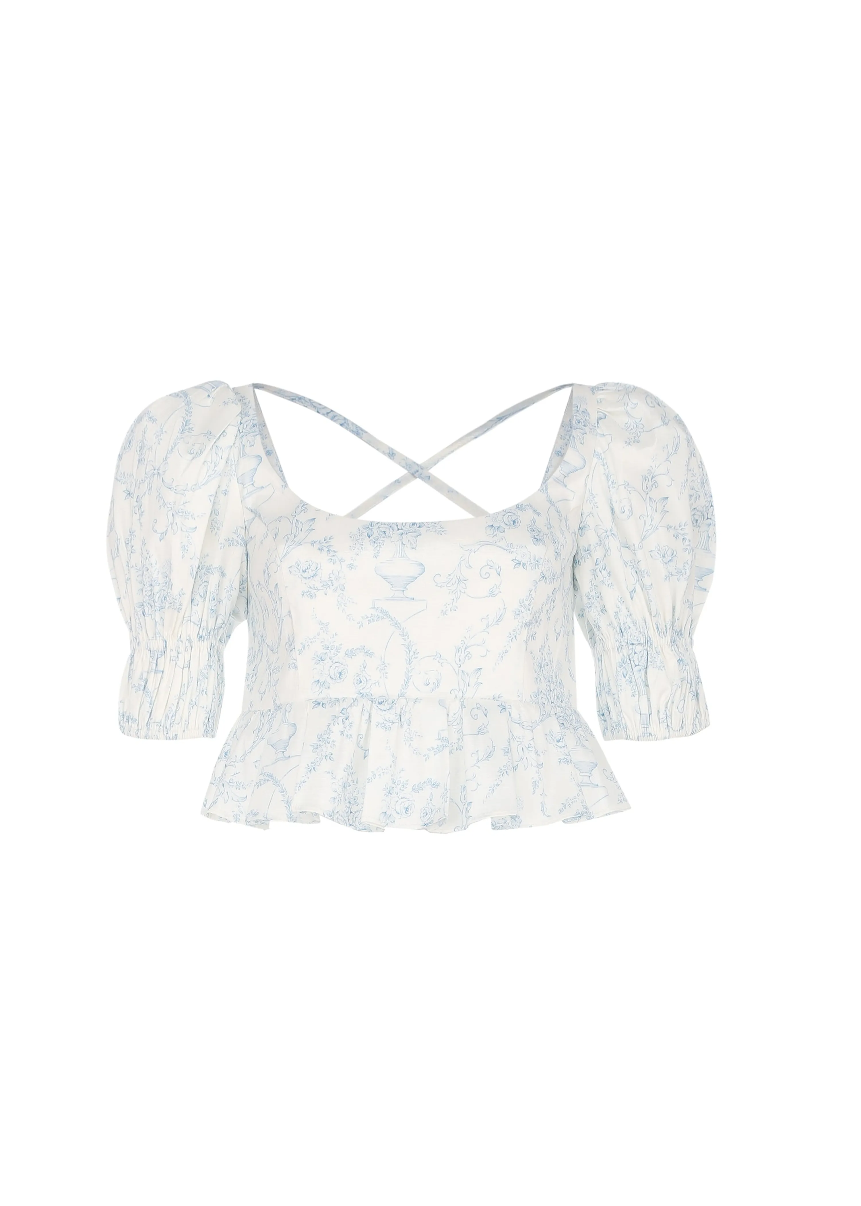 The French Chateau Top in White/Blue Princess House