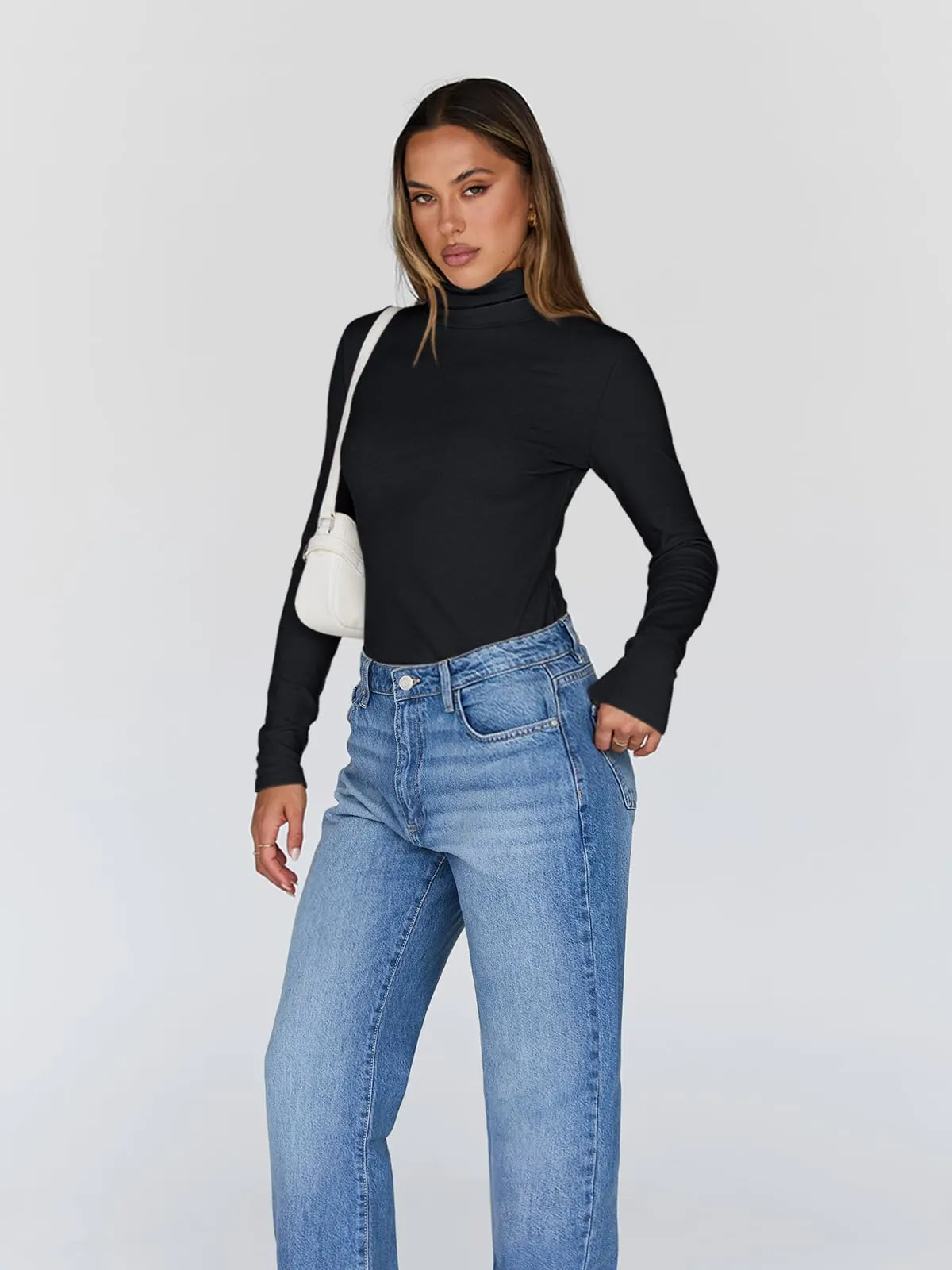 Trendy Queen Women's Turtleneck Long Sleeve Shirts Fall Fashion BasicThermal Underwear Tops Winter Clothes