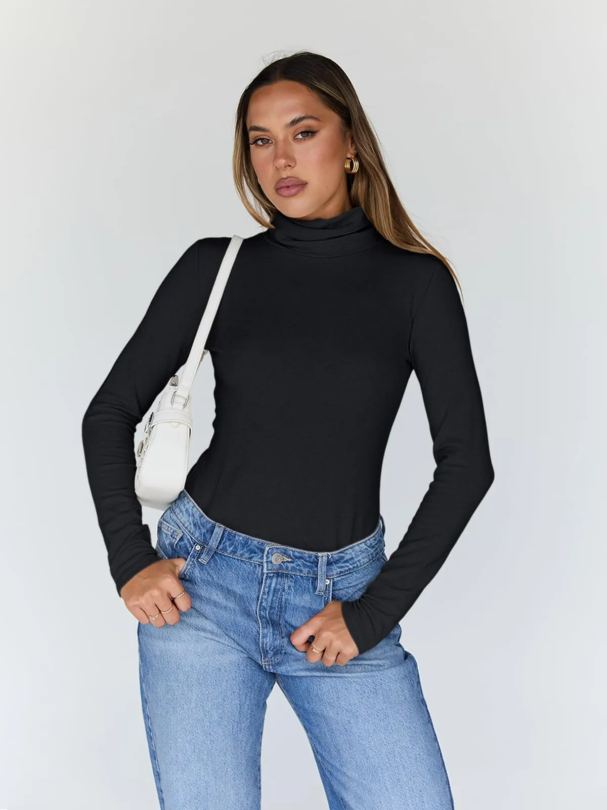 Trendy Queen Women's Turtleneck Long Sleeve Shirts Fall Fashion BasicThermal Underwear Tops Winter Clothes
