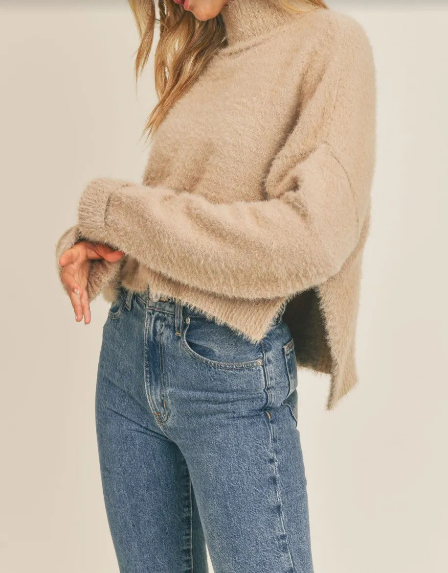 Turtleneck Side Slit Sweater
