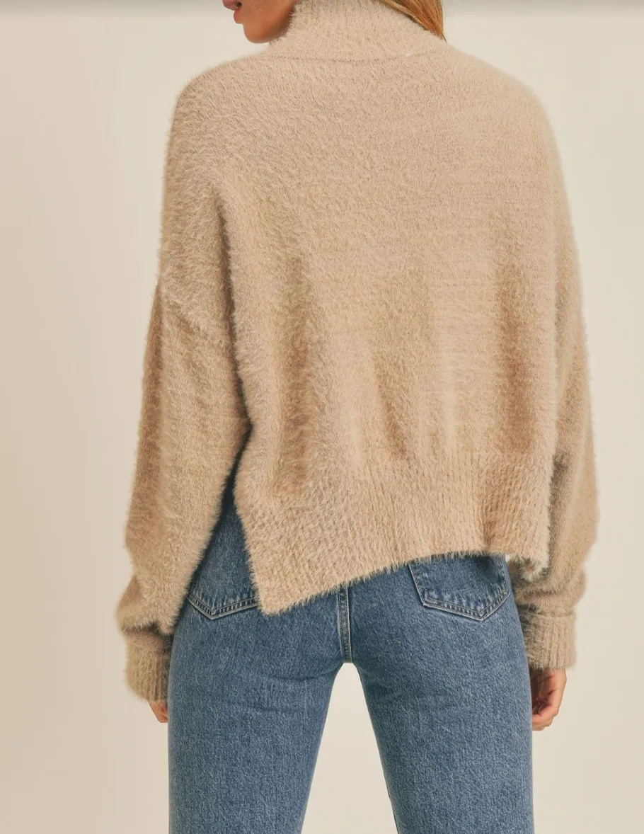 Turtleneck Side Slit Sweater