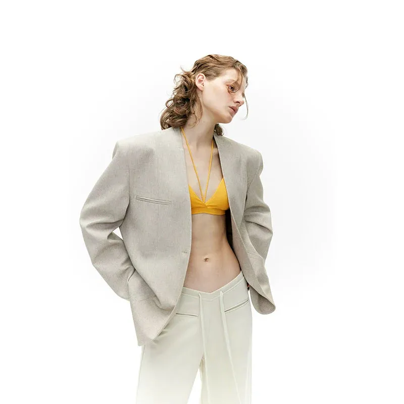 V-Neck Linen Blazer