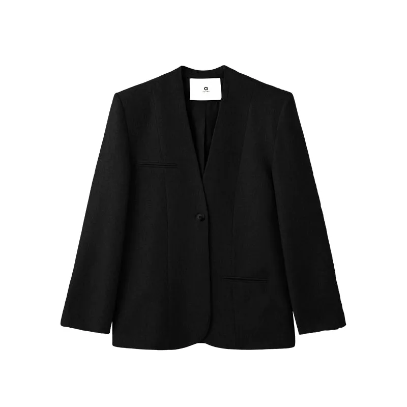 V-Neck Linen Blazer
