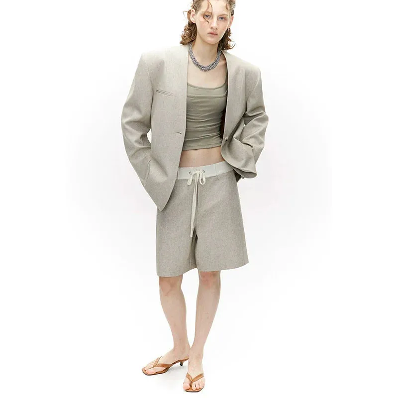 V-Neck Linen Blazer