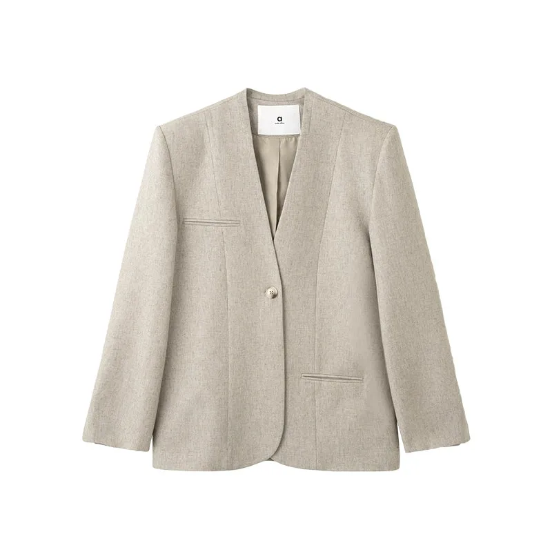 V-Neck Linen Blazer