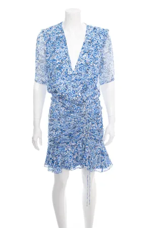 Veronica Beard Blue Floral Short Sleeve Mini Dress SZ 4