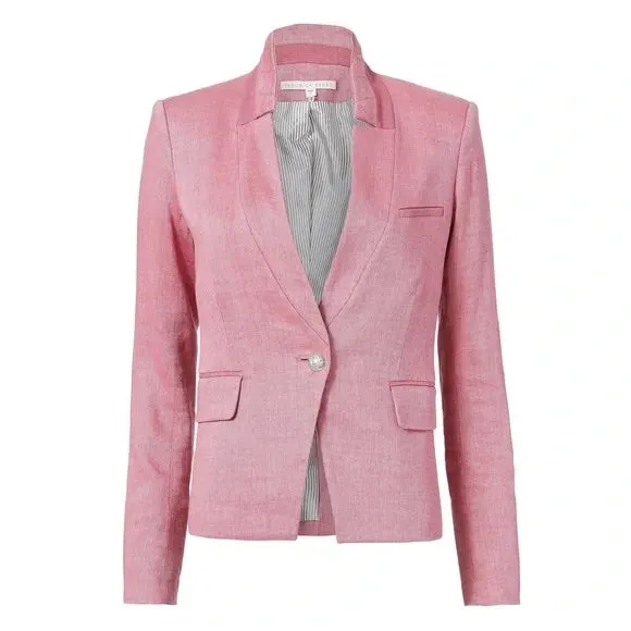 VERONICA BEARD PINK ORCHID LINEN TURN UP COLLAR DICKEY BLAZER