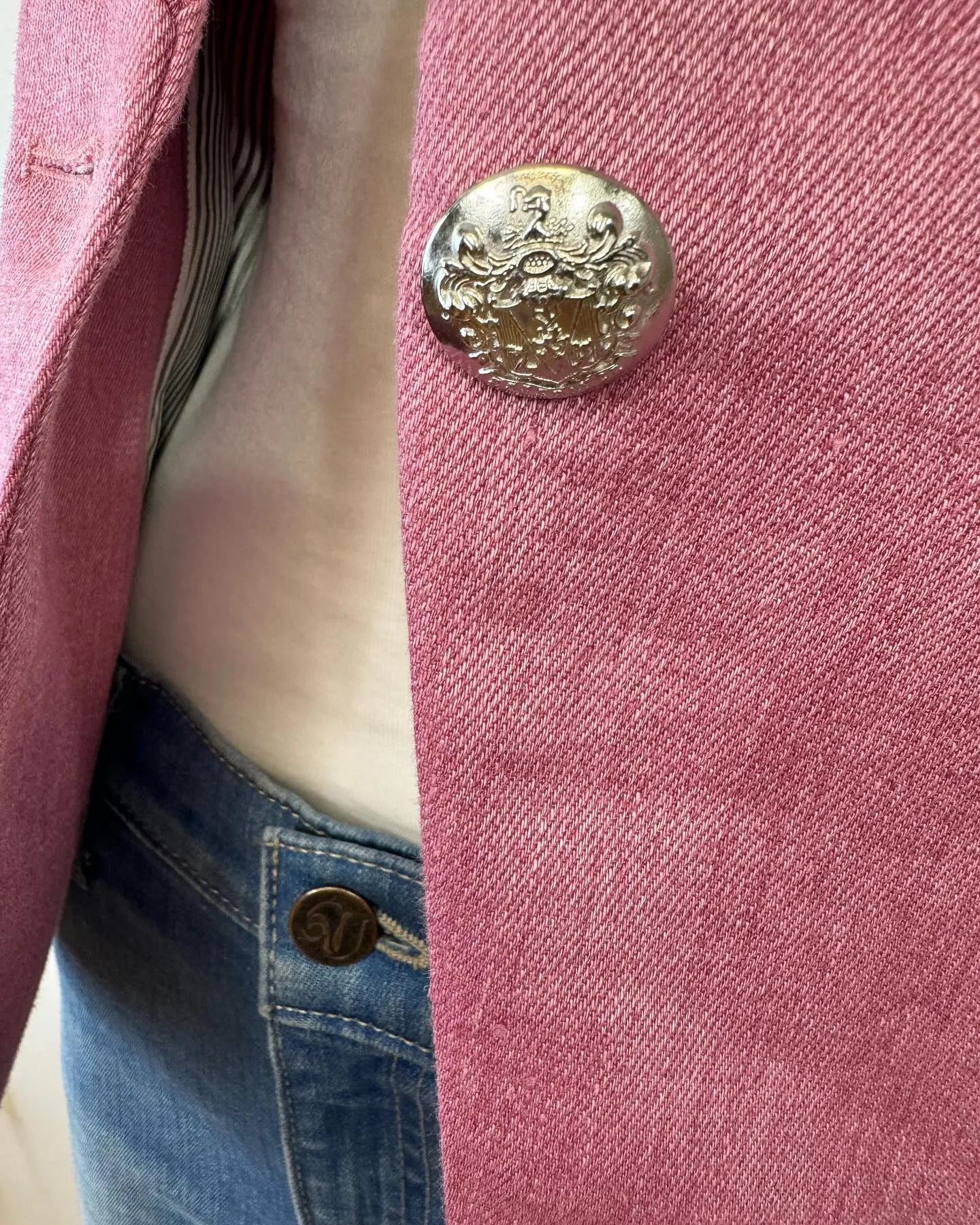 VERONICA BEARD PINK ORCHID LINEN TURN UP COLLAR DICKEY BLAZER