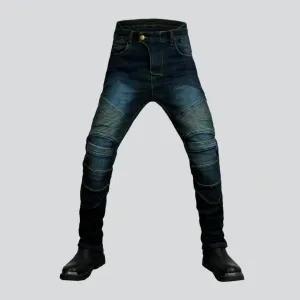 Warm velvet men biker jeans