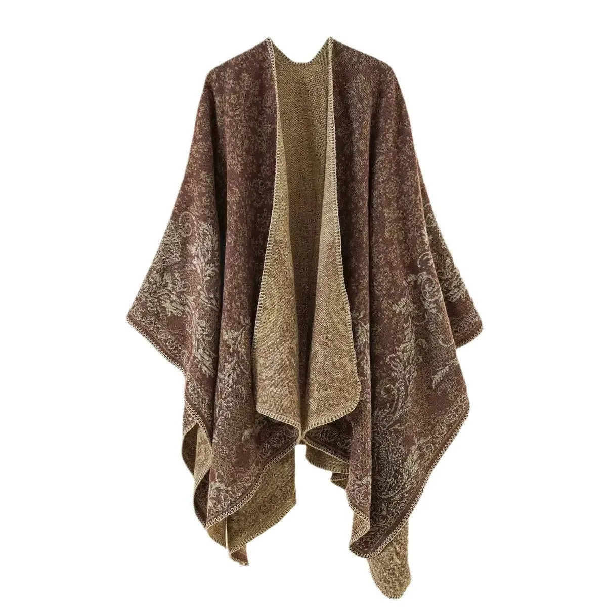 WeHello-Cashmere Winter Warm Ponchos and Capes for Women, Female Shawls and Wraps, Floral Pashmina, Female Lady Poncho Capes