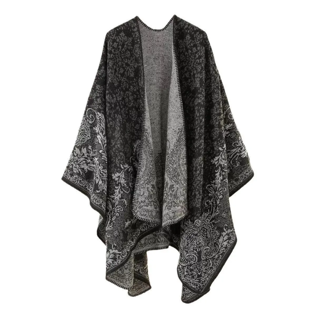 WeHello-Cashmere Winter Warm Ponchos and Capes for Women, Female Shawls and Wraps, Floral Pashmina, Female Lady Poncho Capes