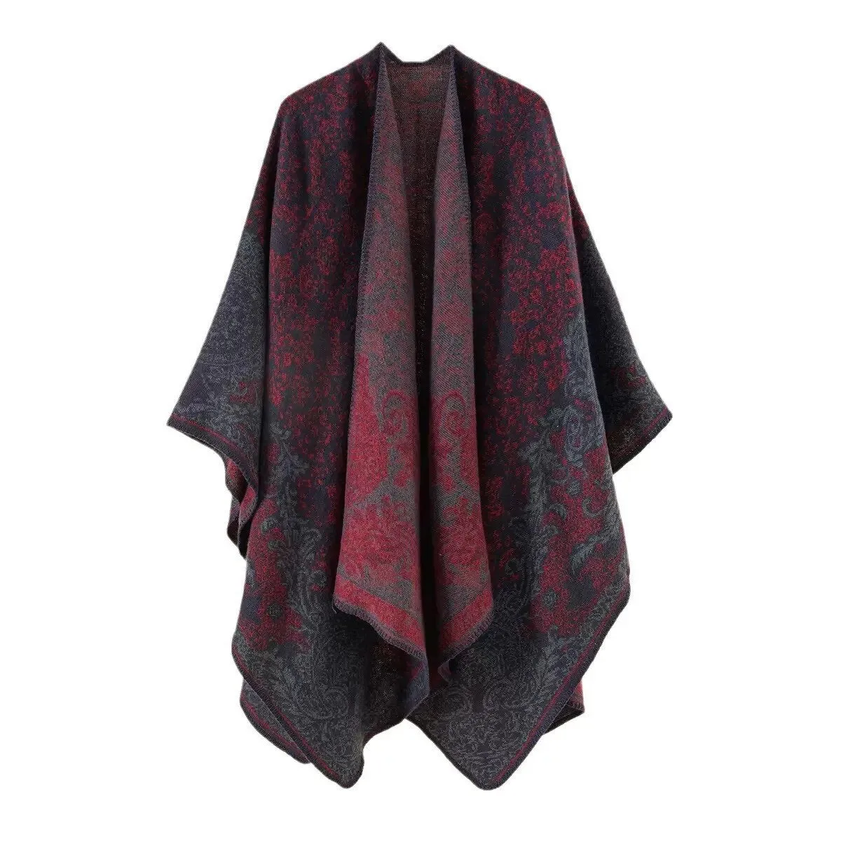WeHello-Cashmere Winter Warm Ponchos and Capes for Women, Female Shawls and Wraps, Floral Pashmina, Female Lady Poncho Capes