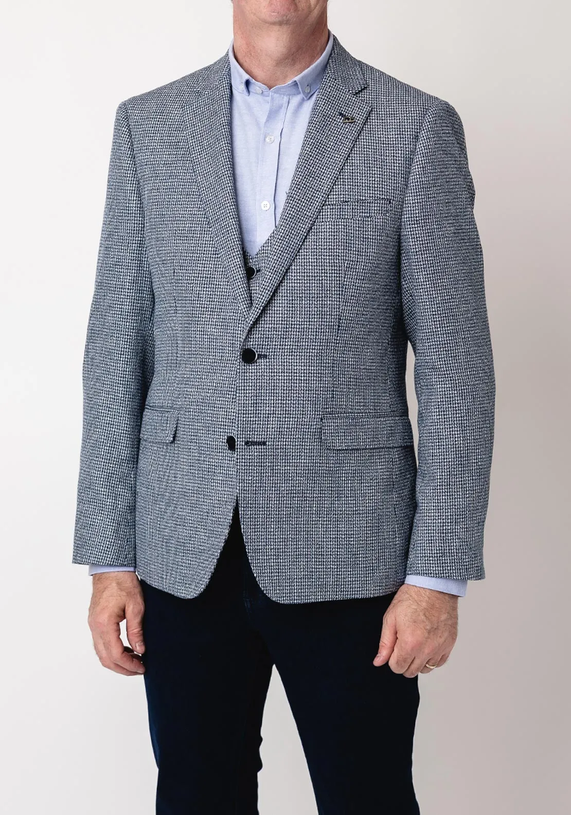 White Label Jasper Tapered Fit Houndstooth Blazer, Navy