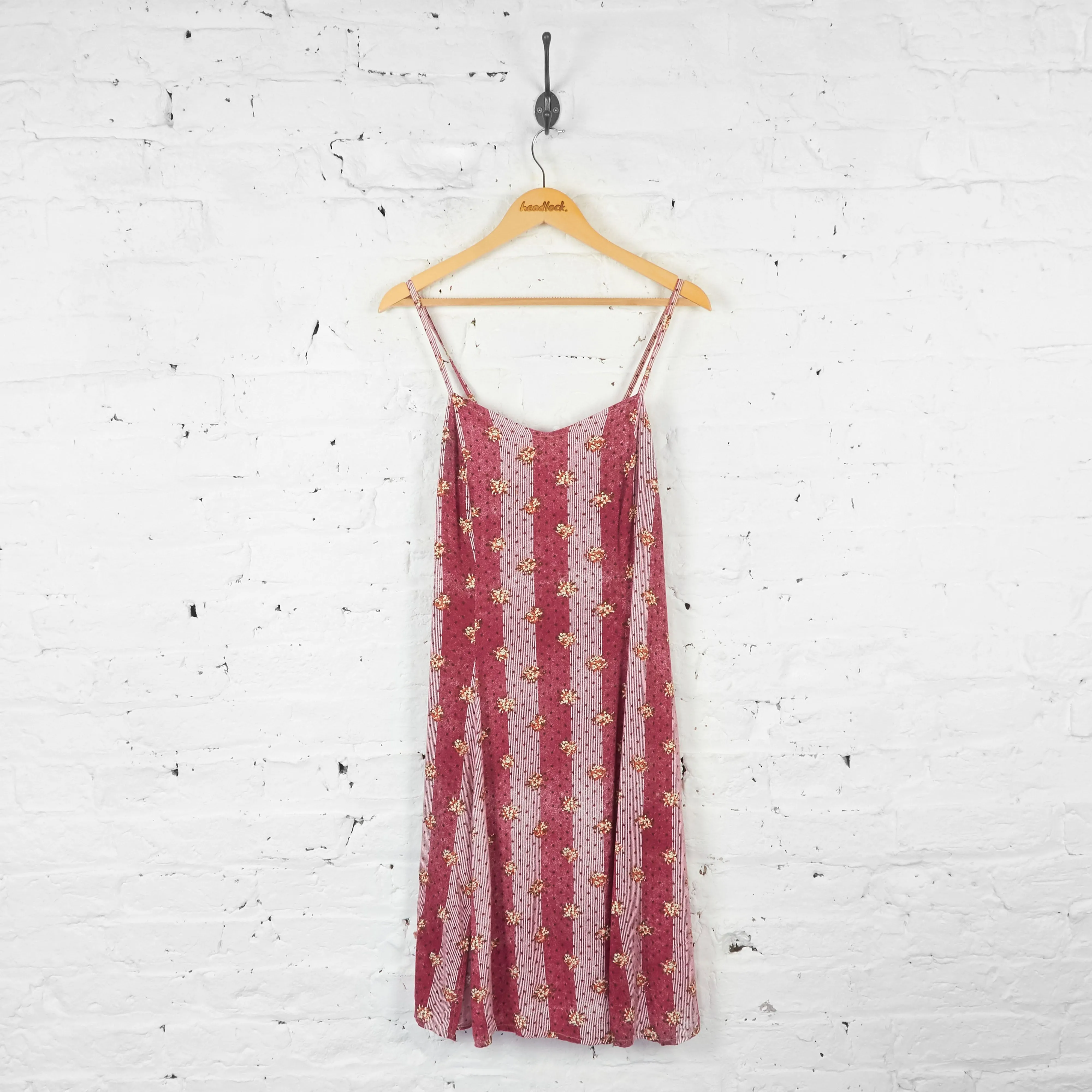 Womens Floral Stripe Strap Dress - Red - UK 12