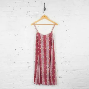 Womens Floral Stripe Strap Dress - Red - UK 12