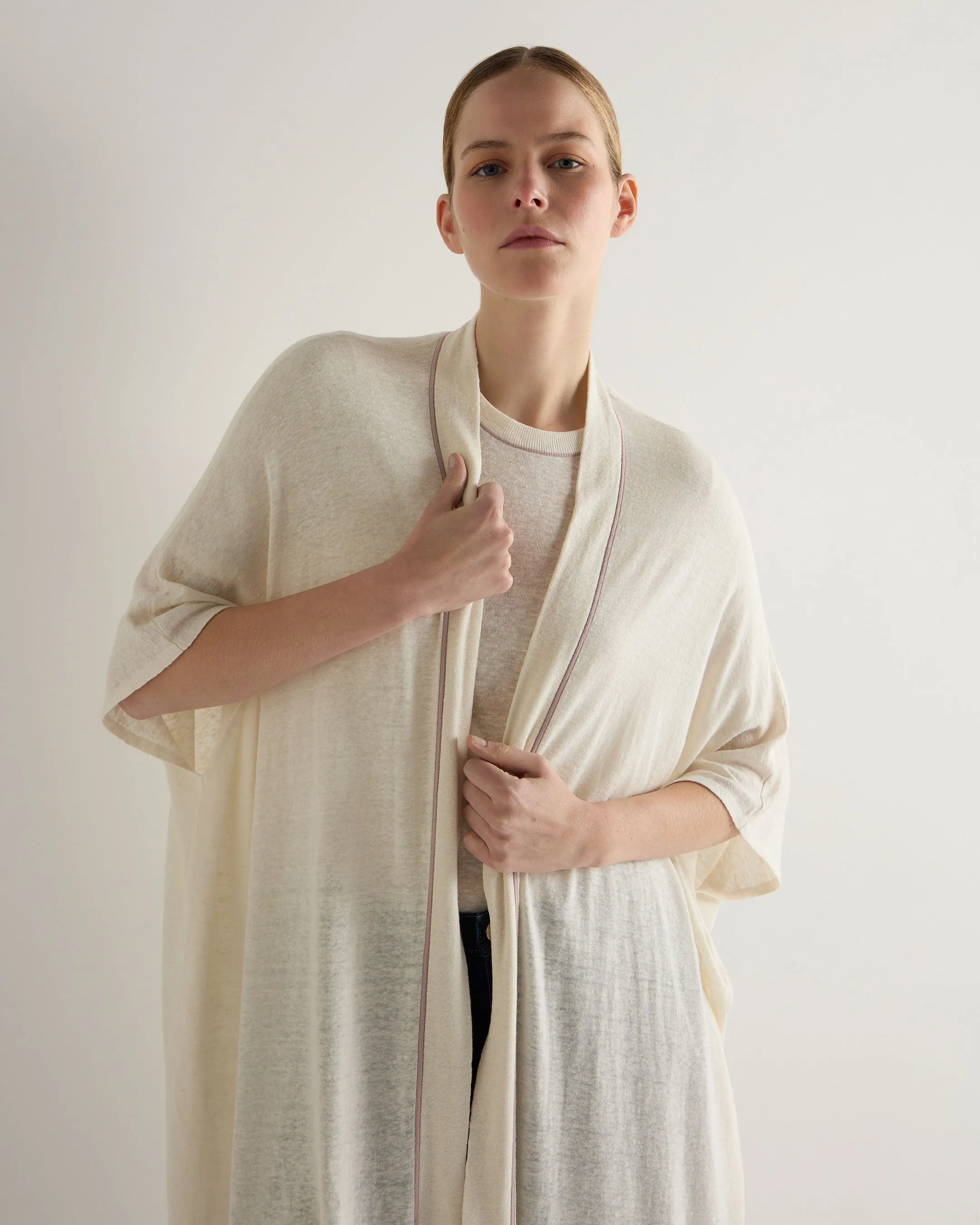 Women's Linen Blend Kaftan New Ivory White