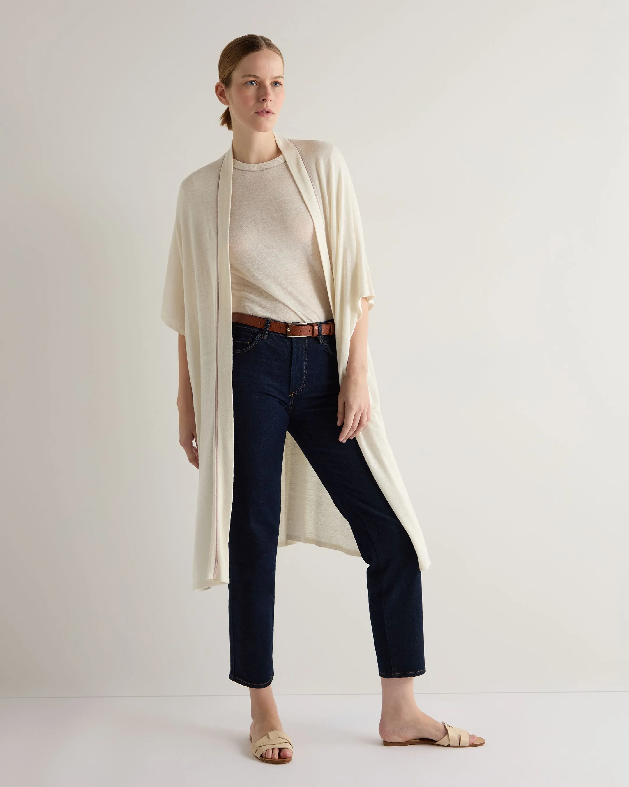 Women's Linen Blend Kaftan New Ivory White