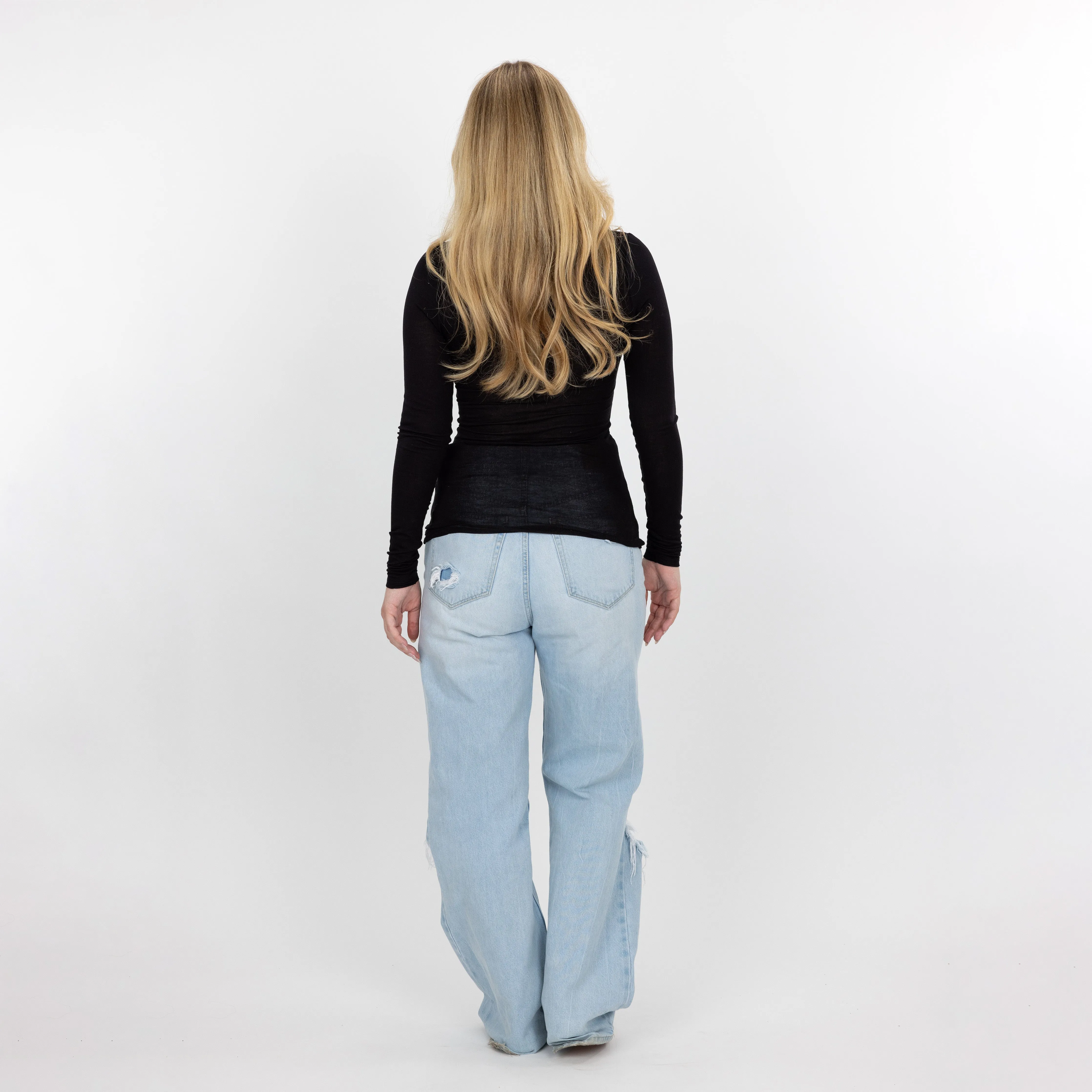 Womens Long Sleeve Viscose Turtle Neck - Black