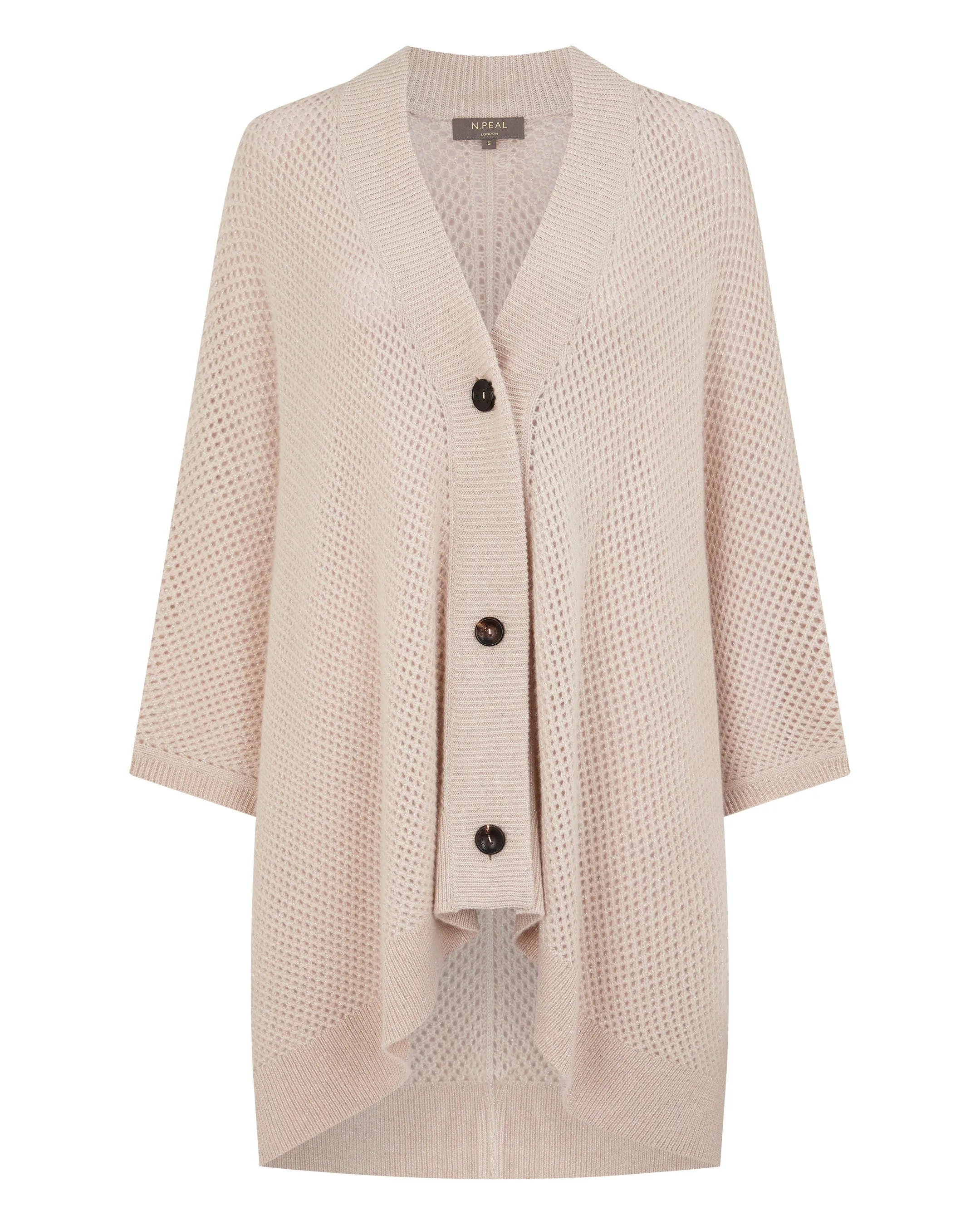 Women's Mesh Stitch Cashmere Cape Ecru White Sparkle