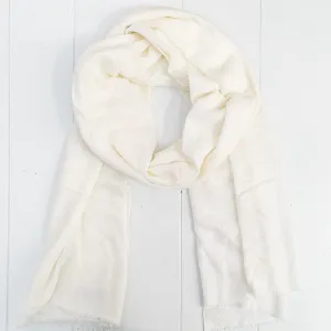 WOOL N CASHMERE BLEND 'WHITE' SOFT SHAWLS