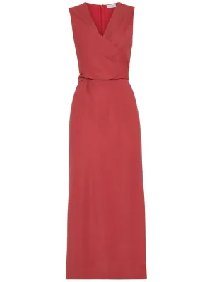 Wrap effect linen dress
