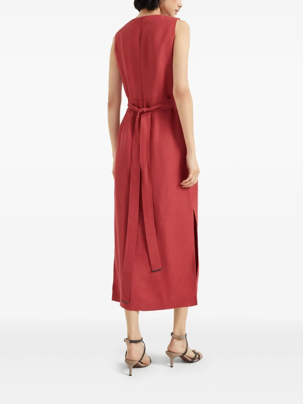 Wrap effect linen dress