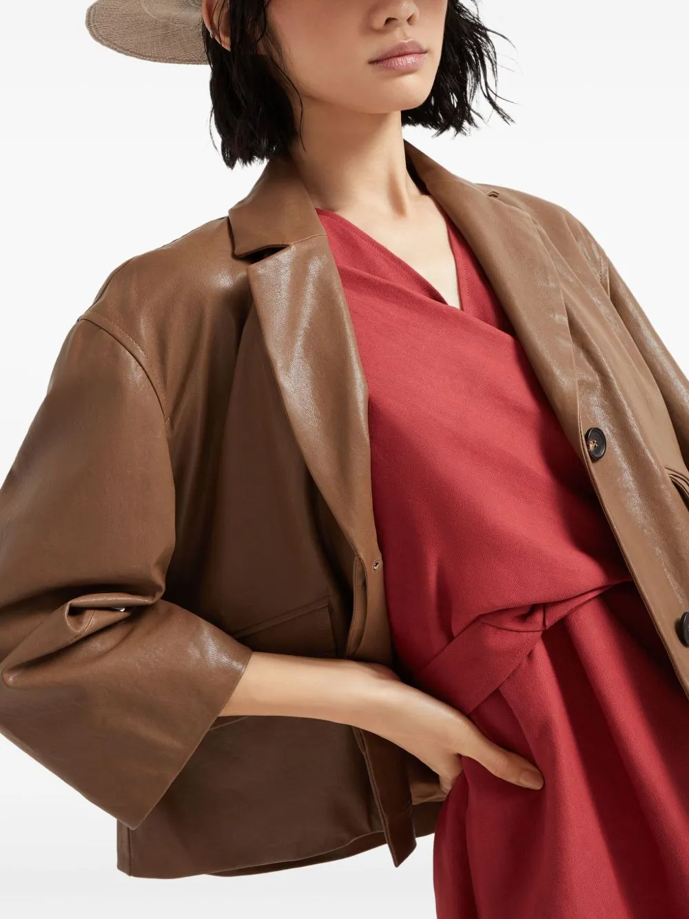 Wrap effect linen dress