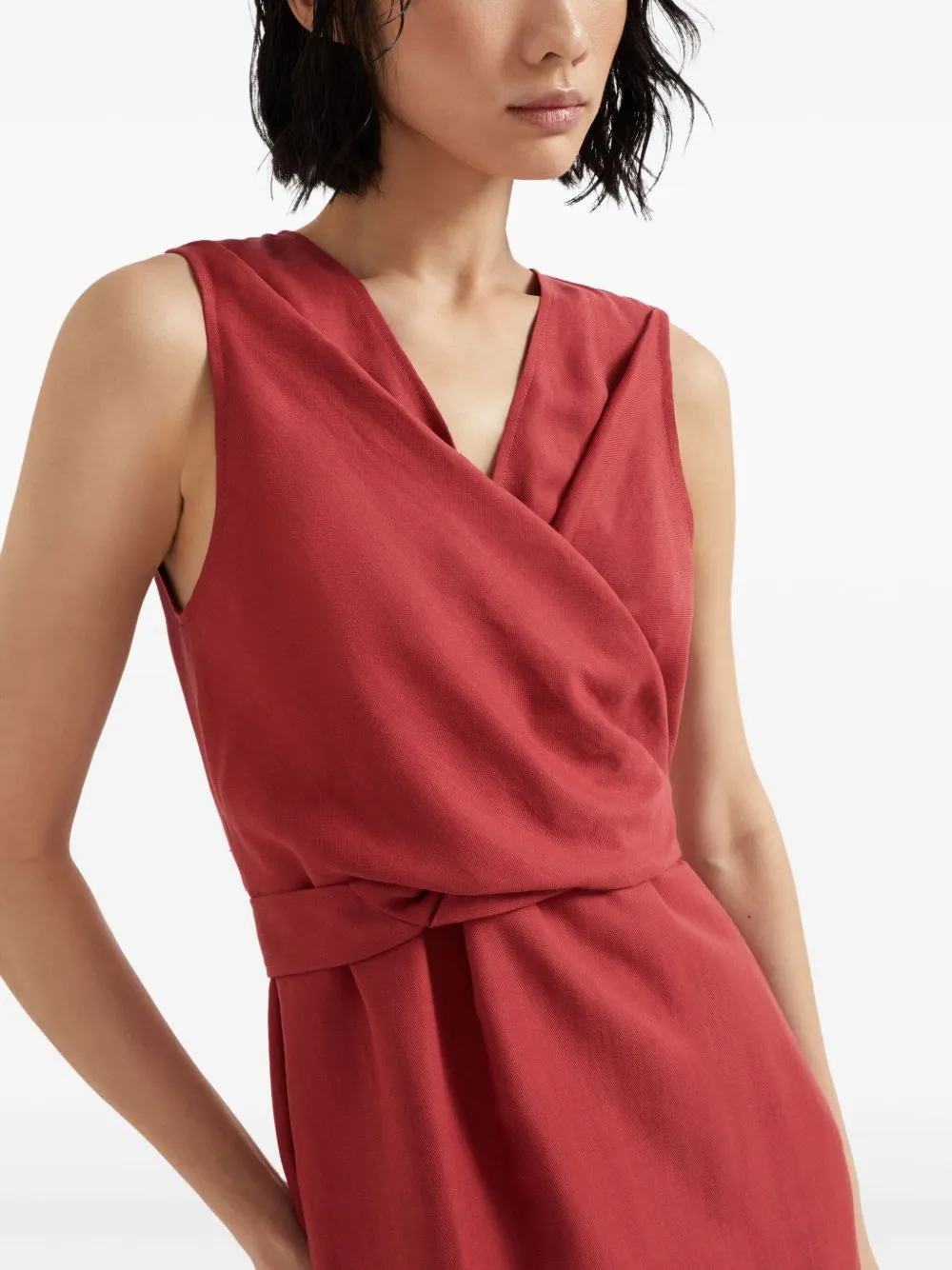 Wrap effect linen dress
