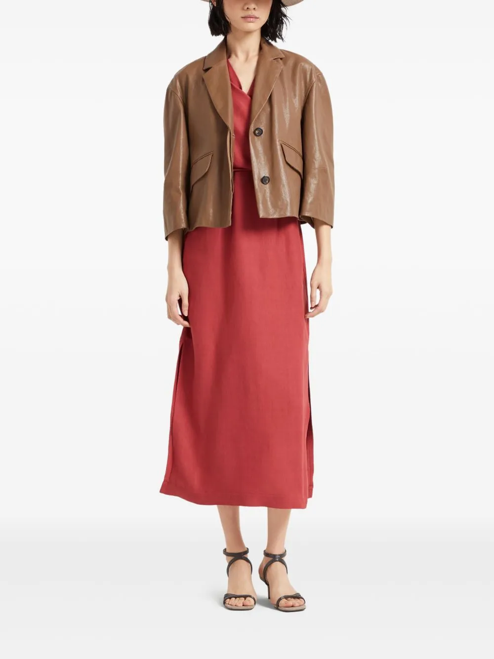 Wrap effect linen dress